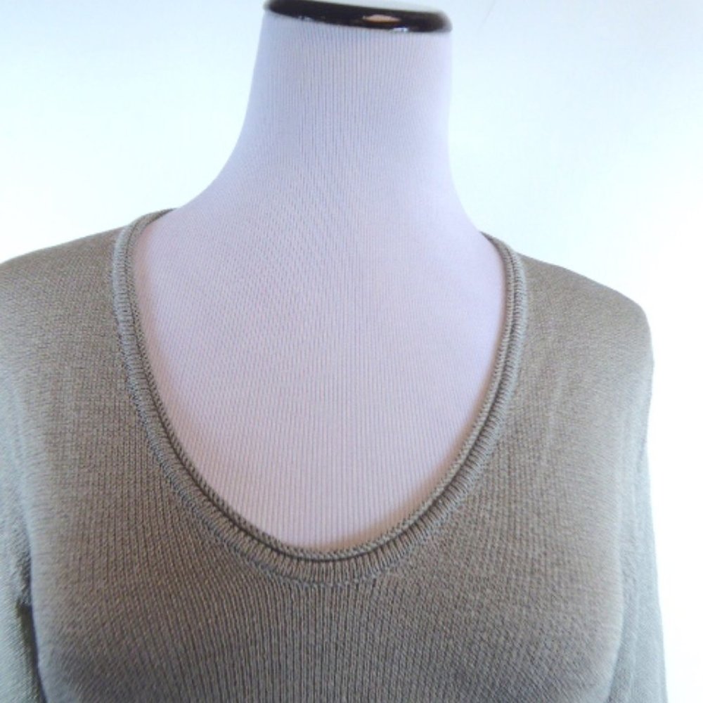 EILEEN FISHER scoop neck gray cotton knit SWEATER TOP M - Picture 1 of 4